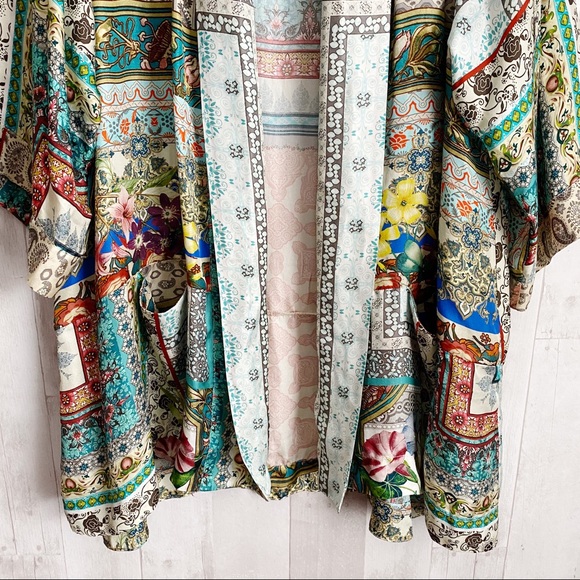 [Johnny Was] 100% Silk Samira Frame Boho Kimono - Picture 4 of 8